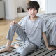 MANNIDO MEN MEN'S BIG KINDER KINDER FRING UND AUTUMN PURE COUTWOME Kurzärärmische Hosen Pyjamas Set Dünn Cartoon Teenager können außerhalb N9902 getragen werden