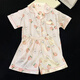 Yalu short-sleeved ice silk pajamas for women, sweet and cute 2025 summer new home clothing set for spring and autumn, can be worn outside light yellow #YX9214 M [7598]Jin[Jin equals 0.5 kg]