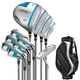 POLO GOLF golf clubs, a complete set of 11 teaching practice clubs, men's beginner training club set, men's carbon shaft + dark blue trolley bag