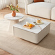 Quanyou Home Modern Simple Slate Round Small Apartment Simple Cream Style Square and Round Coffee Table Combination Living Room Home