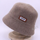 Tin Manchen Hat Women's Autumn and Winter New Fisherman Hat Wool Blended Warm and Coldproof Small Leather Label Casual Knitted Fishman Hat Khaki One Size
