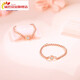 Pu Lian 18K gold ring, fashionable flash O rose gold diamond ring, colored gold wire ring, simple and fashionable, free No. 14