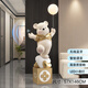 Palm tree cartoon bear doll large floor-standing ornament living room entrance TV cabinet sofa side sculpture moving gift Bluetooth model-balloon bear-pink/1.6 meters high