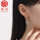 Qiyu pt950 platinum new flash diamond hollowed out blank gold love girl diamond high-end earrings versatile gift