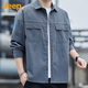 JEEP Jeep shirt men's long-sleeved autumn and winter casual loose jacket work wear trendy shirt men's dark gray 2XL