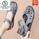 
Woodpecker new fish-billed retro handmade women's shoes summer ethnic style genuine leather hollow sandals soft sole mother shoes middle-aged and elderly black 9905 38