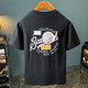 Holzspecker Kurzärärmelte T-Shirt für Herren Sommereis Ice Seide Dünne Hochzeitstrend-gedruckte amerikanische Modemarke Loose Round Neck T-Shirt JSW9906 Black + JSW9906 Elegant Aprikosenfarbe XL XL