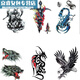 Jingpu Fei tattoo stickers are handsome, waterproof, simulated tattoos, personalized and fashionable half-arm wolf heads, 10-piece domineering set