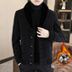 Jacket woolen coat men's youth short business casual autumn and winter velvet thickened suit collar men's woolen coat M70 brown XL recommended 120-135Jin Jin equals 0.5 kg
