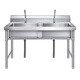 304 stainless steel vegetable sink commercial thawing three buckets hotel sink simple laundry pool school three sinks 2 pools double pool 100X50X80cm06 thick