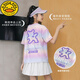 G.DUCKKIDS Little Yellow Duck Girl Short Sleeve Set Summer Thin Children 2025 New Quick-Drying Sportswear Children's Clothing Two-Piece Set Summer 9922 White + 18442 Purple 120 cm