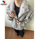 Western Camel (VANCAMEL) high-end American retro fur collar mountain carving knitted jacket men's winter velvet warm cotton cleanfit jacket gray upgraded model 2XL (suitable) 145-160Jin Jin is equal to 0.5 kg