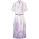 粉蓝衣橱【紫霞绮梦】2025夏装东方感飘带印花短袖连衣裙女552L689 云雾紫 S