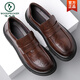 Woodpecker laceless brown men's shoes spring 2025 new large-head business casual leather shoes full-color wide-head loafers GX9923 black 38