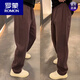 罗蒙（ROMON）春季潮流直筒弯刀休闲裤男女款宽松哈伦香蕉长裤纯色阔腿百搭男裤 黑色【常规】 XL 【140-160斤】