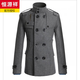 Hengyuanxiang World War II German Men's Woolen Coat Slim Medium Long Stand Collar Windbreaker Triad Casual Jacket Men's Dark Gray As Pictured XL