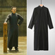 Oxymo Republic of China costume male Lu Xun Republic of China long gown men's Chinese robe ancient costume mandarin jacket Li Dazhao performance costume leather 0 navy blue one size fits all 170cm (120-140Jin Jin is equal to 0.5 kg)