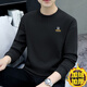 KULUOGE high-end brand sweatshirt men's trendy brand ins round neck bottoming shirt 2025 spring, autumn and winter new loose casual long-sleeved T-shirt white regular L (131-149Jin Jin equals 0.5 kg)