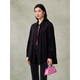 
Pink blue wardrobe 2024 spring and summer i new style silhouette ripples cloud smoke floating yarn loose long-sleeved shirt for women 5A2C983 ink black L