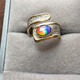 Ancient Canadian new other/other natural crystal/semi-precious stone gold ring ammolite stone ring