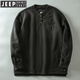 JEEP SPIRIT new waffle plus velvet thickened warm autumn and winter men's large size Henry collar long-sleeved sweatshirt pullover men's dark gray M recommended 90-110Jin Jin equals 0.5 kg