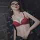 Pei Shiyan Autumn and Summer Red Zodiac Year Underwear Wire-free Bra Small Breast Push-up Women's Seamless Underwear to Receive Secondary Breast Protection 9756 Red-Set 75A=34A (Push-up Koi Red)