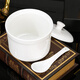 Guoyue Jingdezhen bone china pure white stew pot, underglaze color ceramic steamed egg bowl with lid, household bird's nest supplement thermal insulation stew pot, 1 pure white 5-inch stew pot