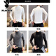 Playboy white German double-sided velvet bottoming shirt for men, half turtleneck, European version, slim-fitting autumn clothing, men's T-shirt, long-sleeved autumn and winter top 2334-White L