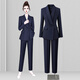 Weishipin Autumn Small Suit Women's High-end Professional Wear Women's Suit Fashionable Temperament Suit Jacket Commuting Formal Work Wear Navy Blue (suit + trousers) 5099 L