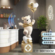 Palm tree cartoon bear doll large floor-standing ornament living room entrance TV cabinet sofa side sculpture moving gift Bluetooth model-balloon bear-pink/1.6 meters high