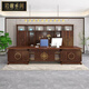 YARXCHEG new Chinese style solid wood desk boss desk ebony wood president office high-end executive desk furniture combination set 2.4m desk (golden sandalwood)
