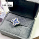 Guran 1.20 carat sapphire ring women's natural colored gemstone jewelry 925 silver inlaid jewelry No. 13