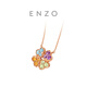Chow Tai Fook ENZO 18K gold four-leaf clover colorful gemstone necklace EZV8987