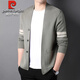 Pierre Cardin high-end knitted cardigan for men spring and autumn 2025 new trend wool outer sweater men's casual jacket for men black 2XL 180