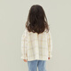 Papa crawling spring children's shirt girls ruffle collar plaid long-sleeved top sweet and cute beige 100 cm