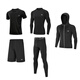 361 Plush running sports suit for men, winter warm tights, training clothes, track and field fitness clothes, morning running quick-drying clothes, warm five-piece set-black XL