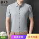 
CEO Yageol Free Iron] Silk Striped Shirt Short Sleeve Men's Summer Business and Casual Light and Micro-Stretch Anti-Wrinkle Shirt Gray Green-S15816 One Size 170/88A Recommended 100-125Jin [Jin equals 0.5 kg]