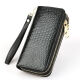 Sac d'embrayage de Kuqidishu pour femmes Cow Hide Long Double Zipper portefeuille Fashion grande capacité Sac mobile Zhaocai Sac de carte multifonctionnelle jaune Zhaocai Gold