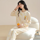 Cat Man Pure Cotton Pajamas Women's Long Sleeve Trousers Spring and Autumn Style Pullover Can We Wear Outside the Fall and Winter Home Clothing Set Full Cotton 9901 XL (Suggested 120-140Jin [Jin equals 0.5 kg])