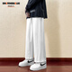 Dingfengbaoluo casual pants men's autumn loose sports outdoor trendy wide-leg heavy straight long pants 9066 white L