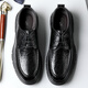 Cartelo British Herren Lederschuhe atmungsaktives Geschäft Formale Schuhe Hand Grip Muster niedrig dicker Sohle Lederschuhe Männer 9924 Black Hollow 42