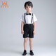 Ormondwei boys' dress children's shirt overalls suit flower girl suit chorus host piano performance suit LB20023 black four-piece suit 110