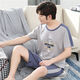 Mu Fengqing Pure Cotton Pajamas Мужские летние шорты с короткими рукавами Два костюма для летней молодежи могут носить домашнюю одежду за пределами главной картинки 2013 года 9922 M 80-100
