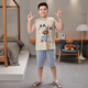 Fat Boy Pajamas Summer Modal Mangas cortas más Fat Fat Ban Fat Summer Summer delgado de tamaño mediano Ropa para el hogar 967 Letras grises 170 Tamaño