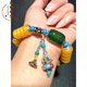 Fat Donglai's same old Russian beeswax bracelet for men and women, 925 silver bracelet, best friend couple's turquoise transfer bead diameter 12mm transfer bead bracelet