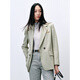 PEACEBIRD Women's Spring 2024 Double-Breasted Suit A1BAE1202 Gray Green S