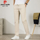 Pierre cardin casual pants men's summer thin loose straight versatile pants men's breathable pure cotton men's clothing beige XL