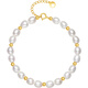 Saturday Fortune Yellow 18K Gold Pearl Bracelet Birthday Gift for Women X0713025 16+3cm
