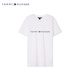 TOMMY HILFIGER Summer Women's Pure Cotton Casual Commuter Embroidery Lightweight Base Solid Color Round Neck Short Sleeve T-shirt 76J4880 White YCI M (Recommended: 110-120Jin [Jin equals 0.5 kg])