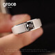 Grace Girl platinum diamond men's ring engagement diamond ring classic elegant wedding ring birthday gift for husband and boyfriend platinum black diamond men's ring